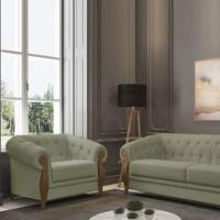 Poltrona Delacroix Com Pés Em Madeira Tingida - Élpis Móveis Cinza - 1