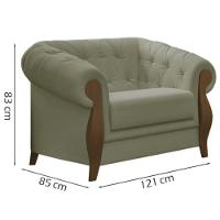 Poltrona Delacroix Com Pés Em Madeira Tingida - Élpis Móveis Cinza - 2