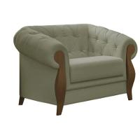 Poltrona Delacroix Com Pés Em Madeira Tingida - Élpis Móveis Cinza - 3