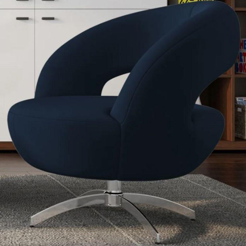 Poltrona Giostra Base Giratória Em Alumínio - Élpis Móveis Azul - 1