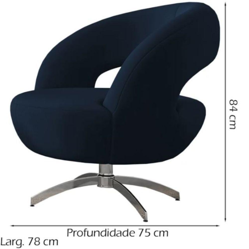 Poltrona Giostra Base Giratória Em Alumínio - Élpis Móveis Azul - 2