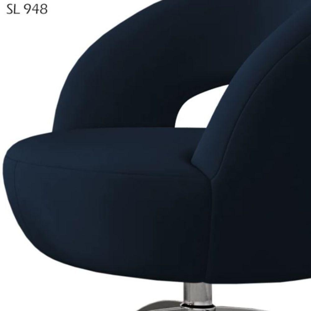 Poltrona Giostra Base Giratória Em Alumínio - Élpis Móveis Azul - 3