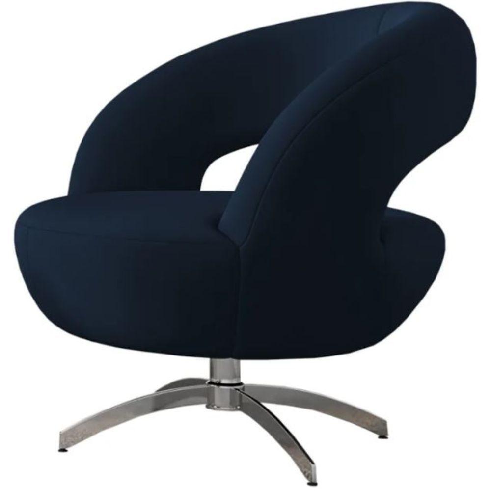 Poltrona Giostra Base Giratória Em Alumínio - Élpis Móveis Azul - 4