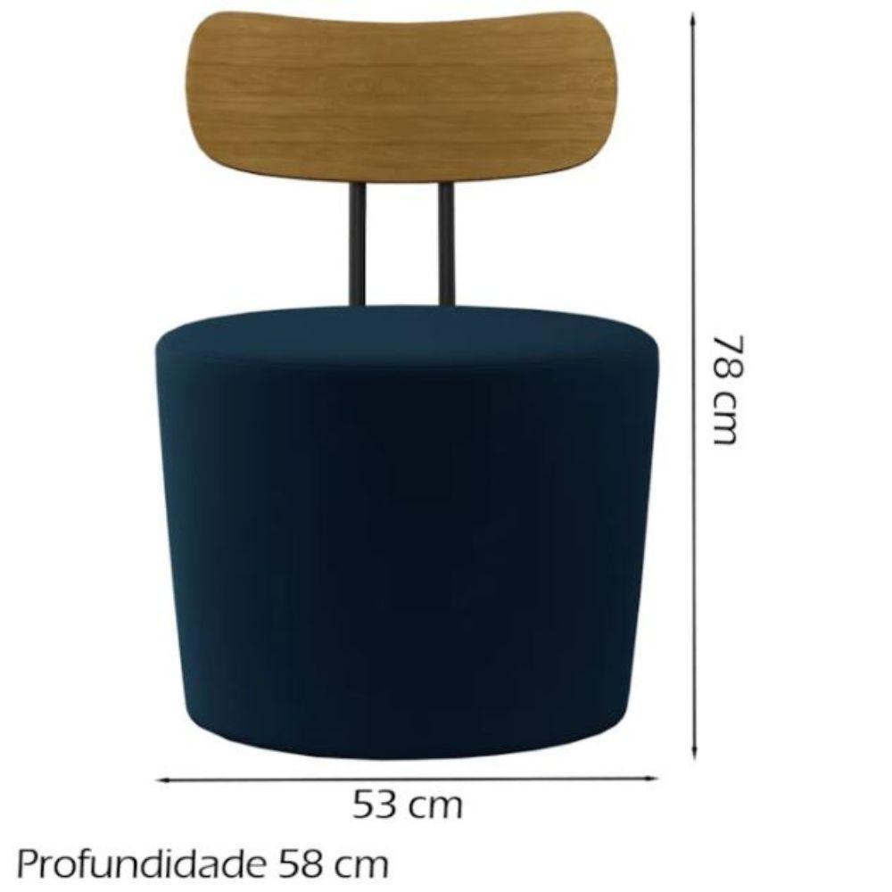 Poltrona Redonda Moncler Com Encosto De Madeira - Élpis Móveis Azul - 2
