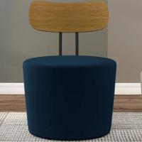 Poltrona Redonda Moncler Com Encosto De Madeira - Élpis Móveis Azul - 1