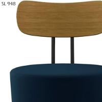 Poltrona Redonda Moncler Com Encosto De Madeira - Élpis Móveis Azul - 3