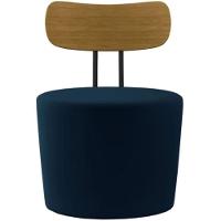 Poltrona Redonda Moncler Com Encosto De Madeira - Élpis Móveis Azul