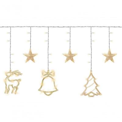 Cortina Led 3m Figuras Natalinas Luz Amarela