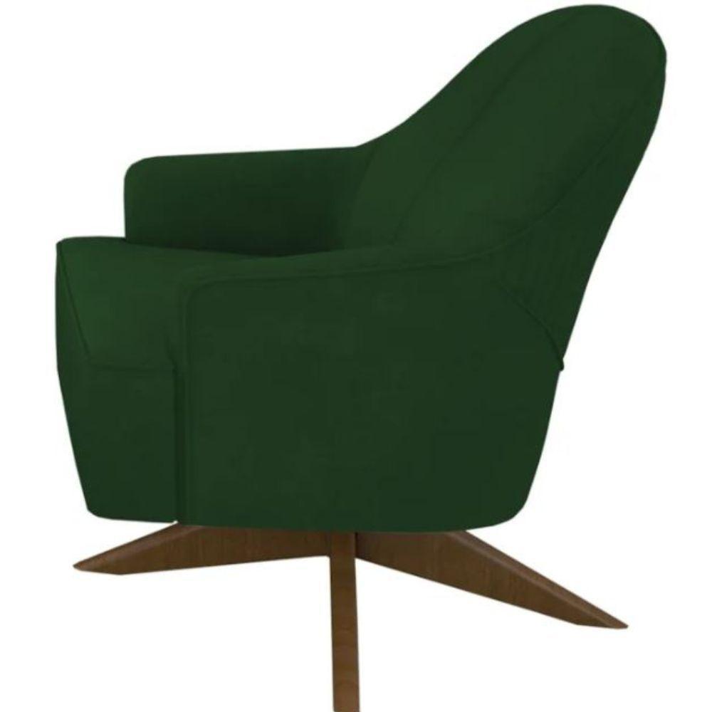 Poltrona Toscana Base Giratória Em Madeira Tingida - Élpis Móveis Verde - 4