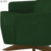 Poltrona Toscana Base Giratória Em Madeira Tingida - Élpis Móveis Verde - 3