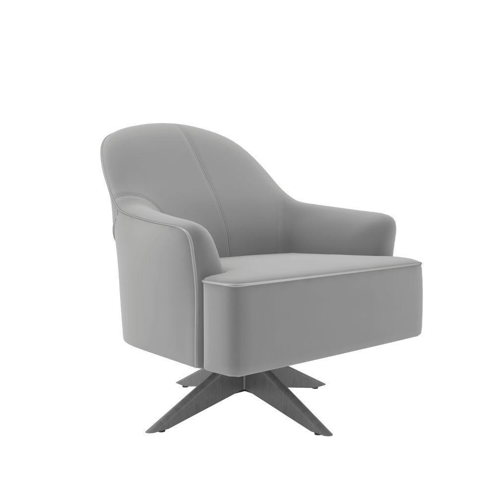 Poltrona Toscana Base Giratória Em Madeira Tingida - Élpis Móveis Cinza - 7