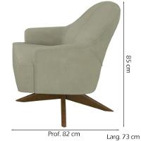 Poltrona Toscana Base Giratória Em Madeira Tingida - Élpis Móveis Cinza - 2