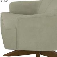 Poltrona Toscana Base Giratória Em Madeira Tingida - Élpis Móveis Cinza