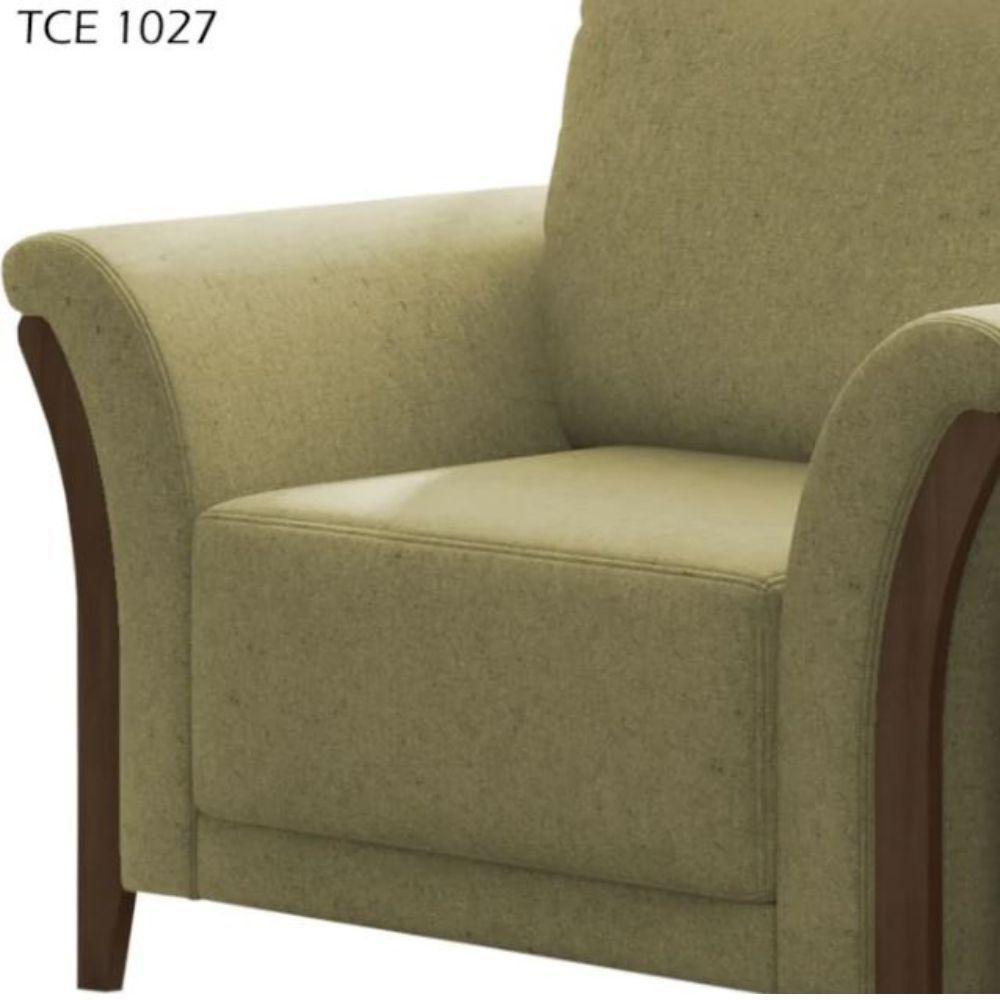 Poltrona Celeste Pés E Braços Em Madeira Tingida - Élpis Móveis Bege - 4