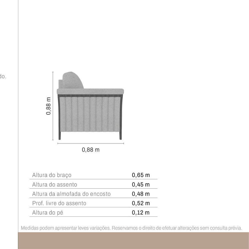Poltrona Celeste Pés E Braços Em Madeira Tingida - Élpis Móveis Bege - 8