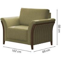 Poltrona Celeste Pés E Braços Em Madeira Tingida - Élpis Móveis Bege - 2