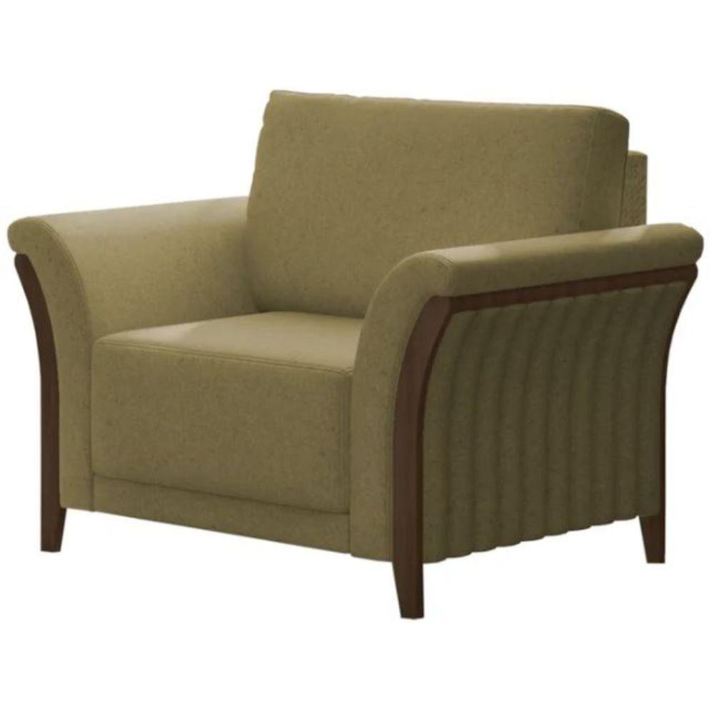 Poltrona Celeste Pés E Braços Em Madeira Tingida - Élpis Móveis Marrom - 5