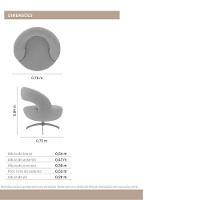 Poltrona Giostra Base Giratória Em Alumínio - Élpis Móveis Cinza - 5
