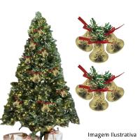 Kit 6 Sinos De Natal Dourados Com Laço Vermelho Enfeite Decoração Natalina Arvore De Natal 5cm - 2