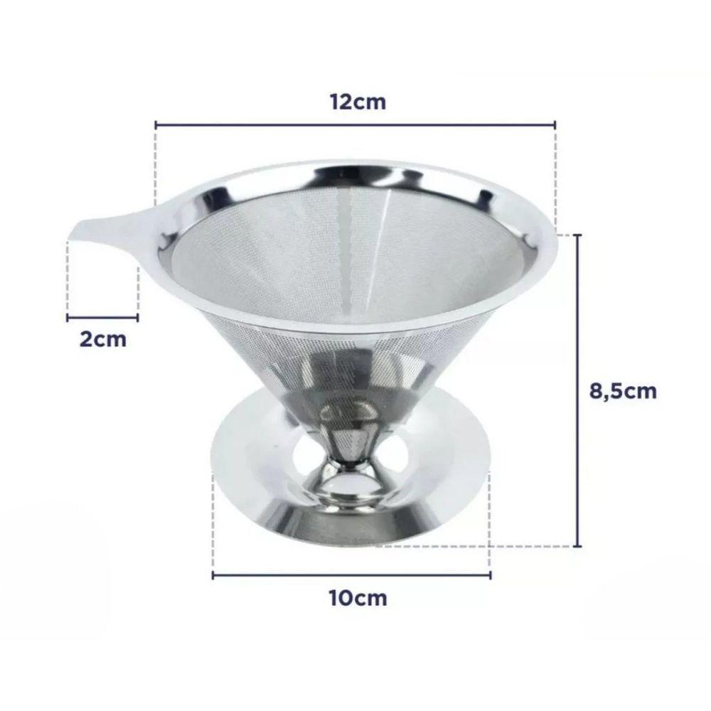 Filtro Coador De Café 12cm Com Base Sem Uso De Papel N° 102 Aço Inox - 4
