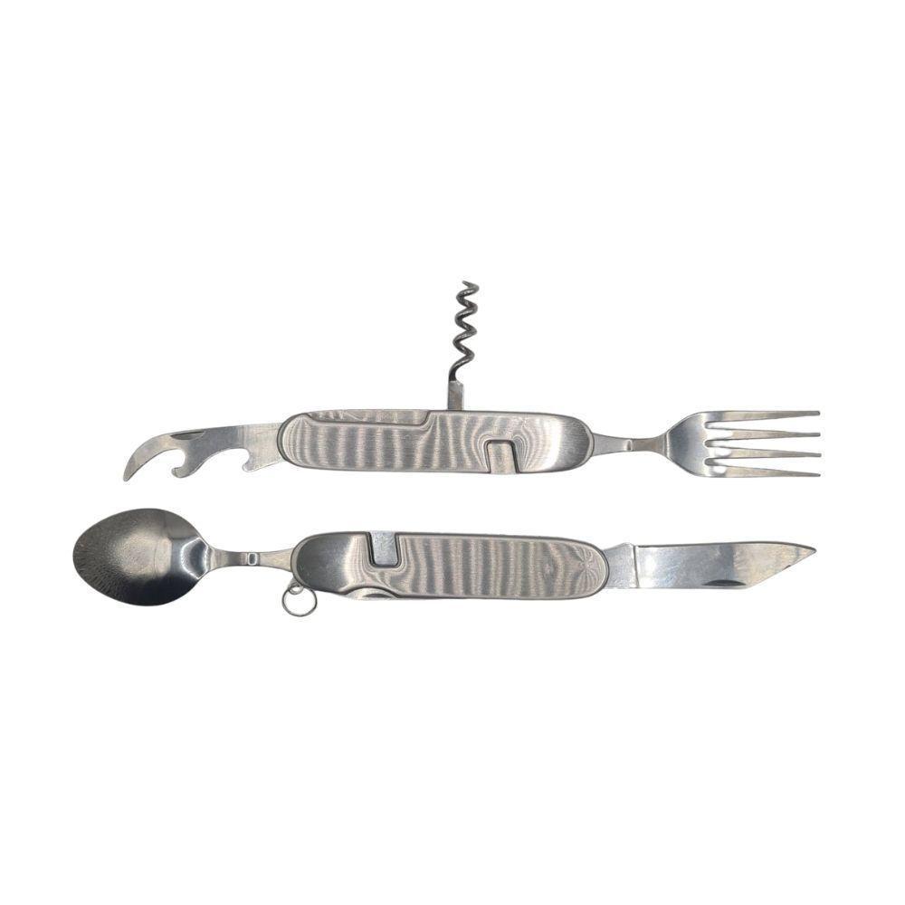 Conjunto De Talheres Dobrável Garfo Colher Saca Rolha Abridor Multifuncional Sobrevivência Camping Acampamento Trilha - 3