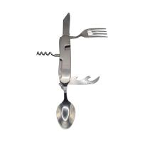 Conjunto De Talheres Dobrável Garfo Colher Saca Rolha Abridor Multifuncional Sobrevivência Camping Acampamento Trilha - 1