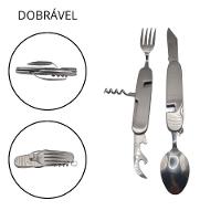 Conjunto De Talheres Dobrável Garfo Colher Saca Rolha Abridor Multifuncional Sobrevivência Camping Acampamento Trilha - 4
