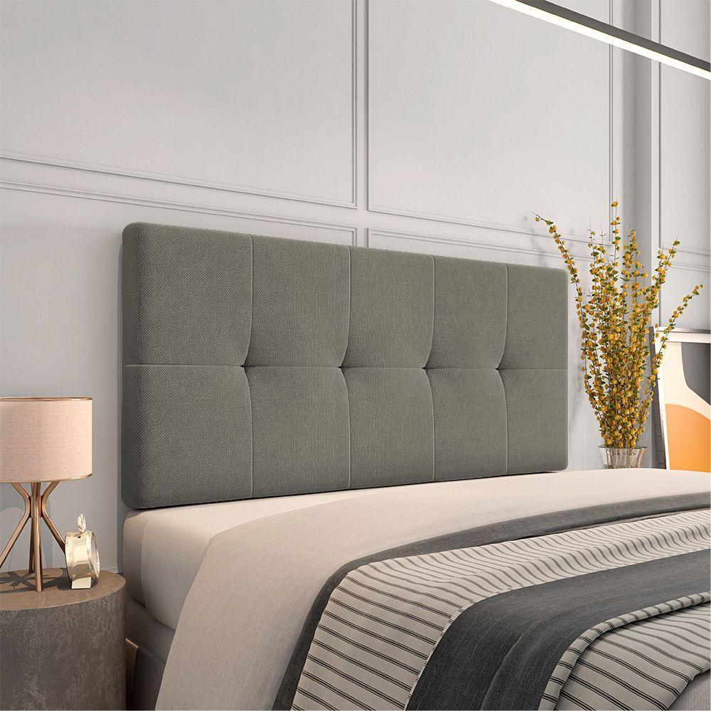 Cabeceira Painel Nina Para Cama Box Casal 140 Cm Linho Cor A26 Grafite - 5