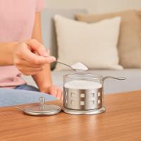 Açucareiro De Vidro E Inox Com Colher 200ml Elegância E Praticidade