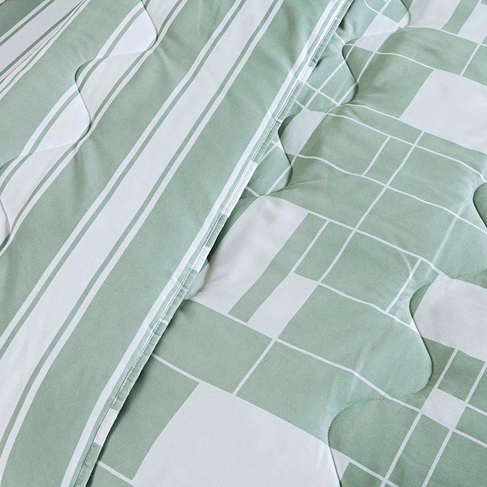 Edredom Cobertor Belle Super King 400 Fios Dupla Face Estampado Quadriculado Verde - 4
