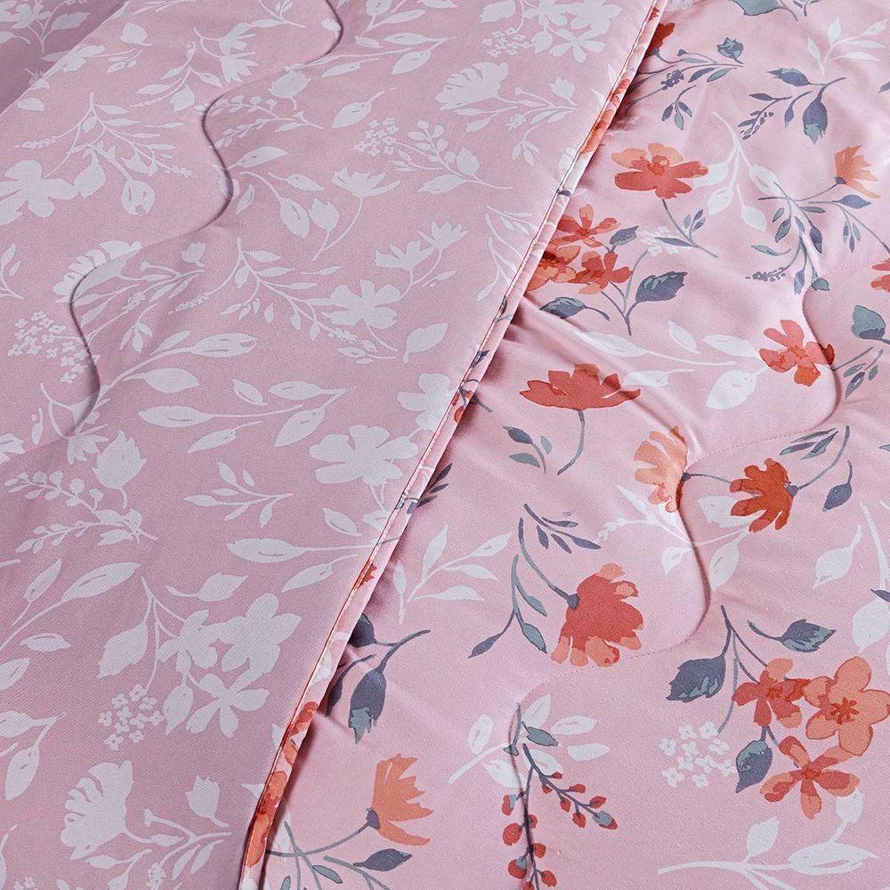 Edredom Cobertor Belle King 400 Fios Dupla Face Estampado Floral Rosê - 4