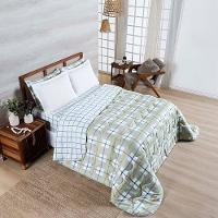Edredom Cobertor Belle Queen 400 Fios Dupla Face Estampado Grid Xadrez Verde - 1