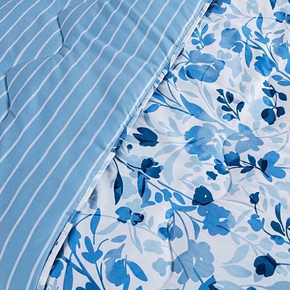 Edredom Benim Super King 01 Peça Micropercal 400 Fios Dupla Face Estampado - Loli Azul Floral - 100% Poliéster - 4