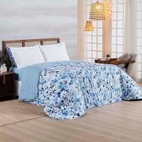 Edredom Benim Super King 01 Peça Micropercal 400 Fios Dupla Face Estampado - Loli Azul Floral - 100% Poliéster - 2