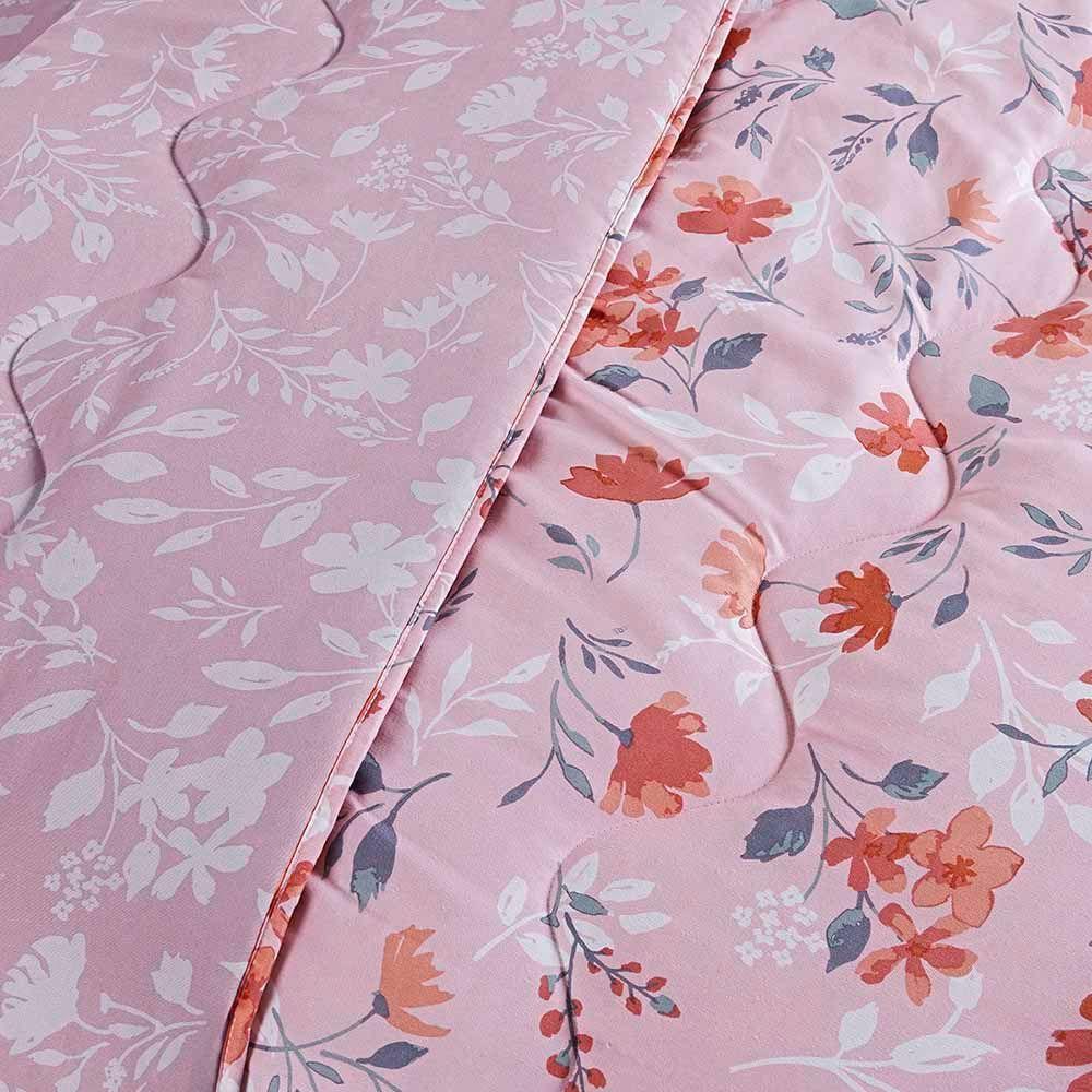 Edredom Benim King 01 Peça Micropercal 400 Fios Dupla Face Estampado - Flora Rosa - 100% Poliéster - 2