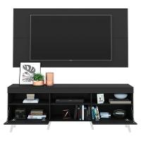 Rack Com Painel E Suporte Tv 65" Retrô Flórida Multimóveis V3134 Preto/Branco Preto/Branco