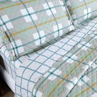 Kit Cobre Leito Colcha Belle Queen Estampado Dupla Face 400 Fios 3 Peças Grid Verde - 4