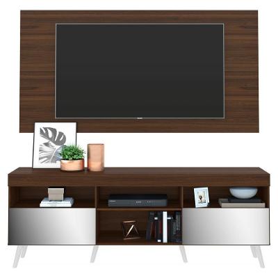 Rack Com Painel Tv 65" Retrô Com Espelho Flórida Multimóveis V3138 Duna/Branco Duna/Branco