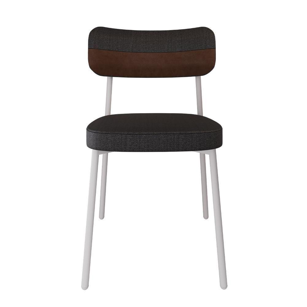 4 Unidades Cadeira Alloa Fixa Com 4 Pés 50 X 44,7 X 83,8 Cm Pés Brancos - Corriente Grafite Courino Wk - Branco Epoxi - 5