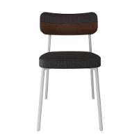 4 Unidades Cadeira Alloa Fixa Com 4 Pés 50 X 44,7 X 83,8 Cm Pés Brancos - Corriente Grafite Courino Wk - Branco Epoxi - 5