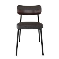 6 Unidades Cadeira Alloa Fixa Com 4 Pés 50 X 44,7 X 83,8 Cm - Corriente Grafite Courino Café - Preto Epoxi - 5