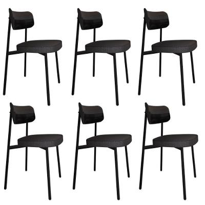 6 Unidades Cadeira Alloa Fixa Com 4 Pés 50 X 44,7 X 83,8 Cm - Corriente Grafite Courino Pt - Preto Epoxi