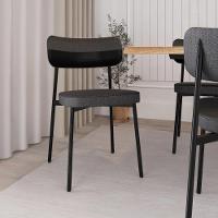 6 Unidades Cadeira Alloa Fixa Com 4 Pés 50 X 44,7 X 83,8 Cm - Corriente Grafite Courino Pt - Preto Epoxi - 3