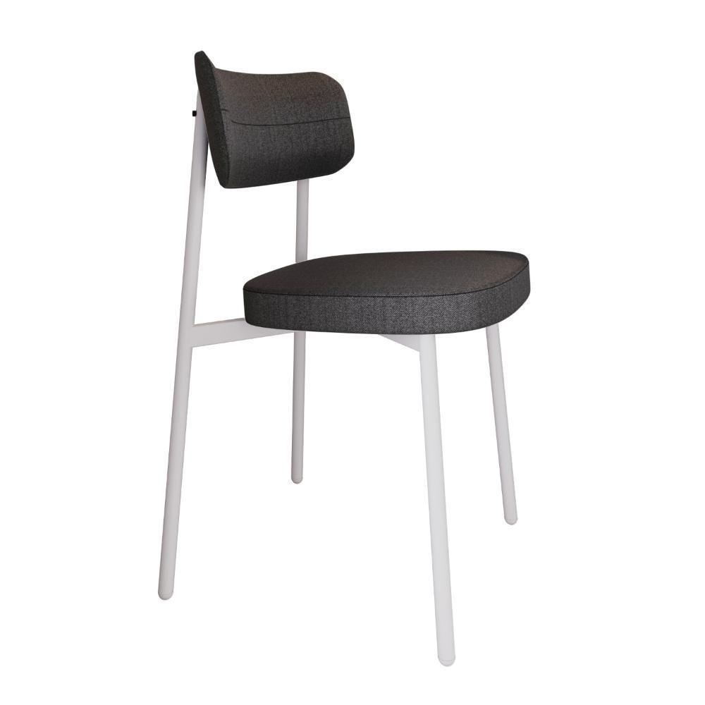 2 Unidades Cadeira Alloa Fixa Com 4 Pés 50 X 44,7 X 83,8 Cm Pés Brancos - Corriente Grafite - Branco Epoxi - 2