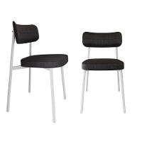 2 Unidades Cadeira Alloa Fixa Com 4 Pés 50 X 44,7 X 83,8 Cm Pés Brancos - Corriente Grafite - Branco Epoxi - 1