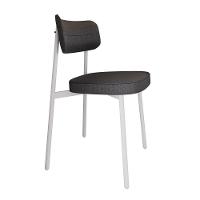 2 Unidades Cadeira Alloa Fixa Com 4 Pés 50 X 44,7 X 83,8 Cm Pés Brancos - Corriente Grafite - Branco Epoxi - 2