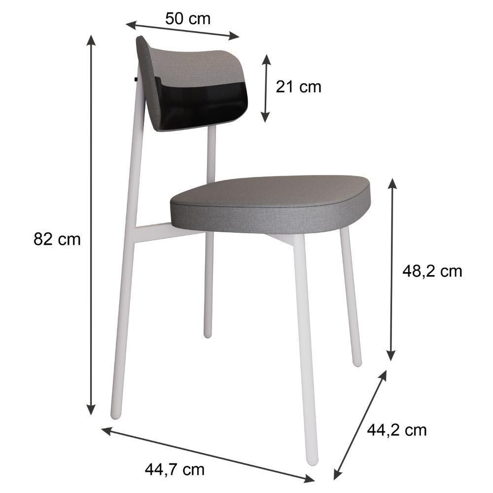 Cadeira Alloa Fixa Com 4 Pés 50 X 44,7 X 83,8 Cm Com 2 Unidade Corriente Cinza Claro Courino Preto - 7