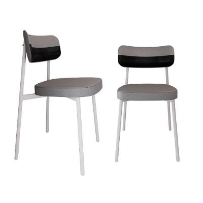 Cadeira Alloa Fixa Com 4 Pés 50 X 44,7 X 83,8 Cm Com 2 Unidade Corriente Cinza Claro Courino Preto