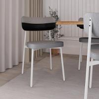 Cadeira Alloa Fixa Com 4 Pés 50 X 44,7 X 83,8 Cm Com 2 Unidade Corriente Cinza Claro Courino Preto - 3