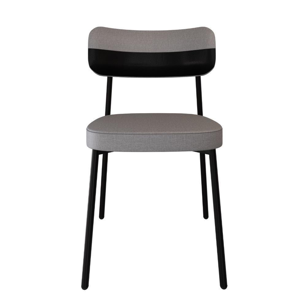 Cadeira Alloa Fixa Com 4 Pés 50 X 44,7 X 83,8 Cm Com 2 Unidade Corriente Cinza Claro Courino Preto - 5